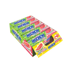HI-CHEW front packaging showing 15-pack and bright watermelon branding for convenience