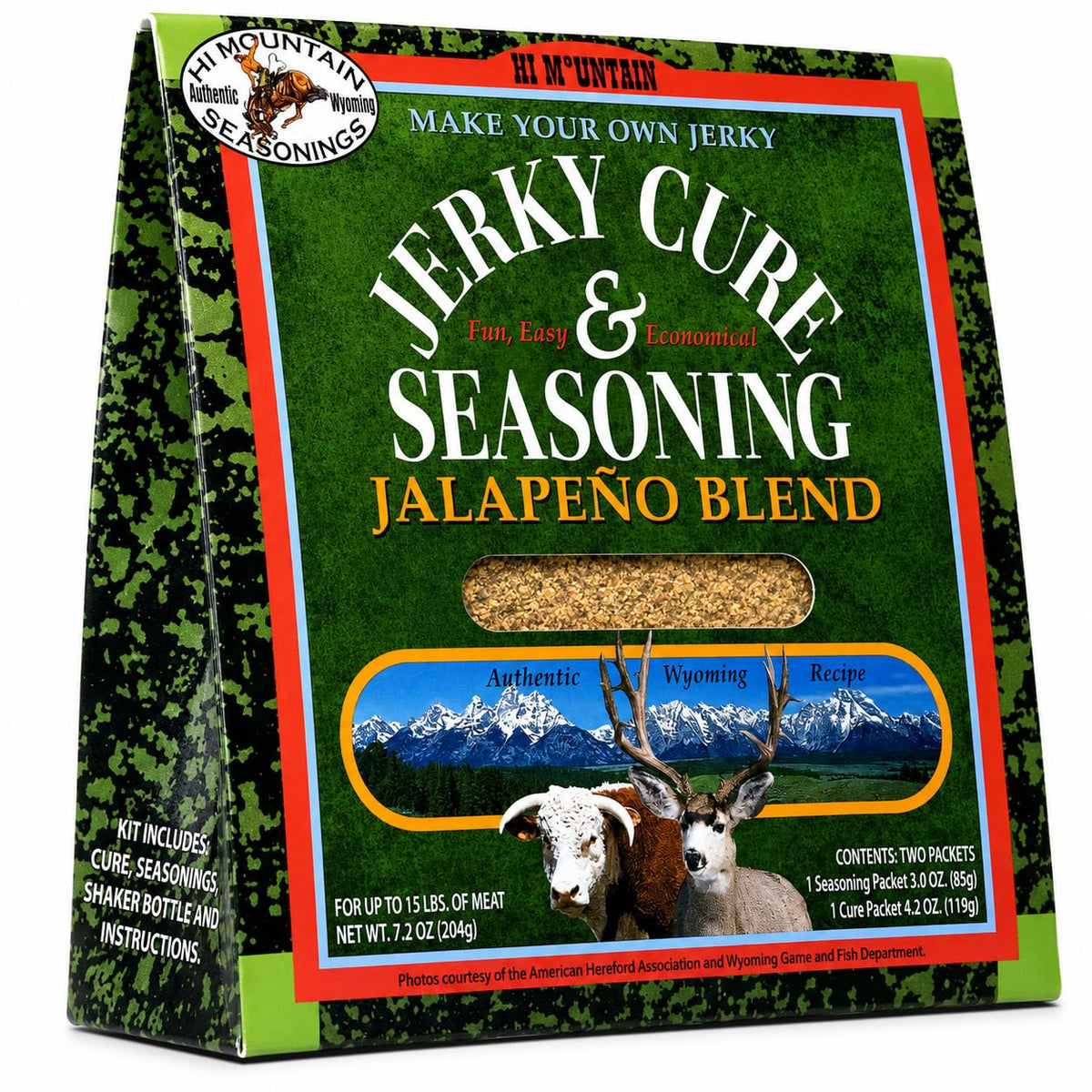 Hi Mountain front package showing jalapeño blend for flavorful jerky