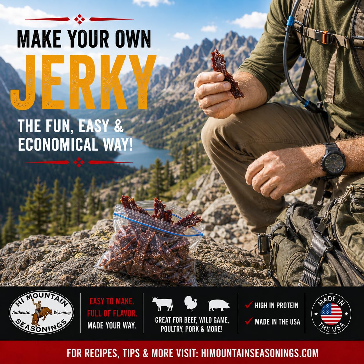 Hi Mountain kit with measuring scale showing yields up to 15 lbs benefit