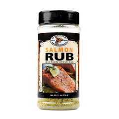 Hi Mountain front packaging showing 11 oz bottle and fish seasoning benefits