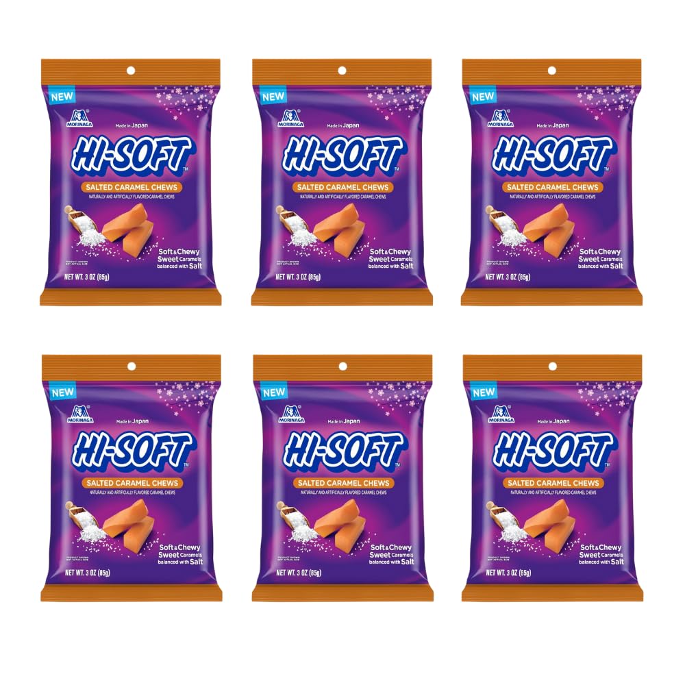 HI-SOFT open pouch spilling wrapped caramels to show resealable storage benefit
