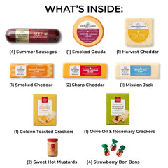 Hickory Farms crackers and sweet hot mustard detail enhancing flavor pairing