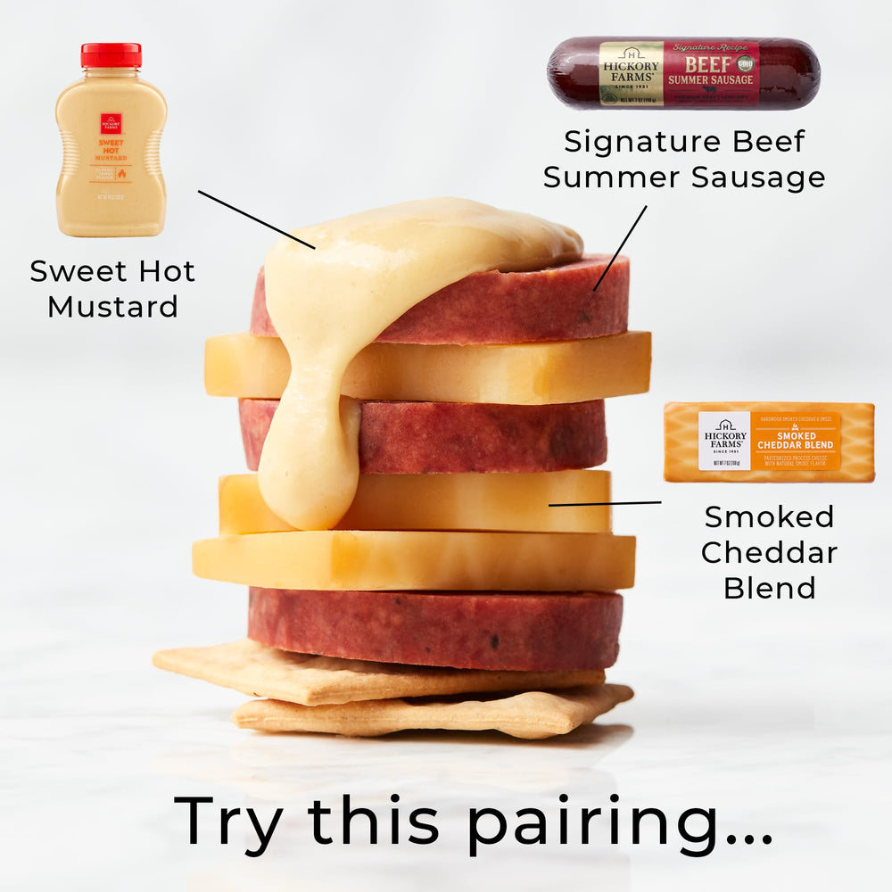 hickory farms product labels and nutrition facts visible, helps informed choices