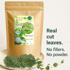 Hida Beauty loose dried gymnema leaves closeup showing texture and easy brewing