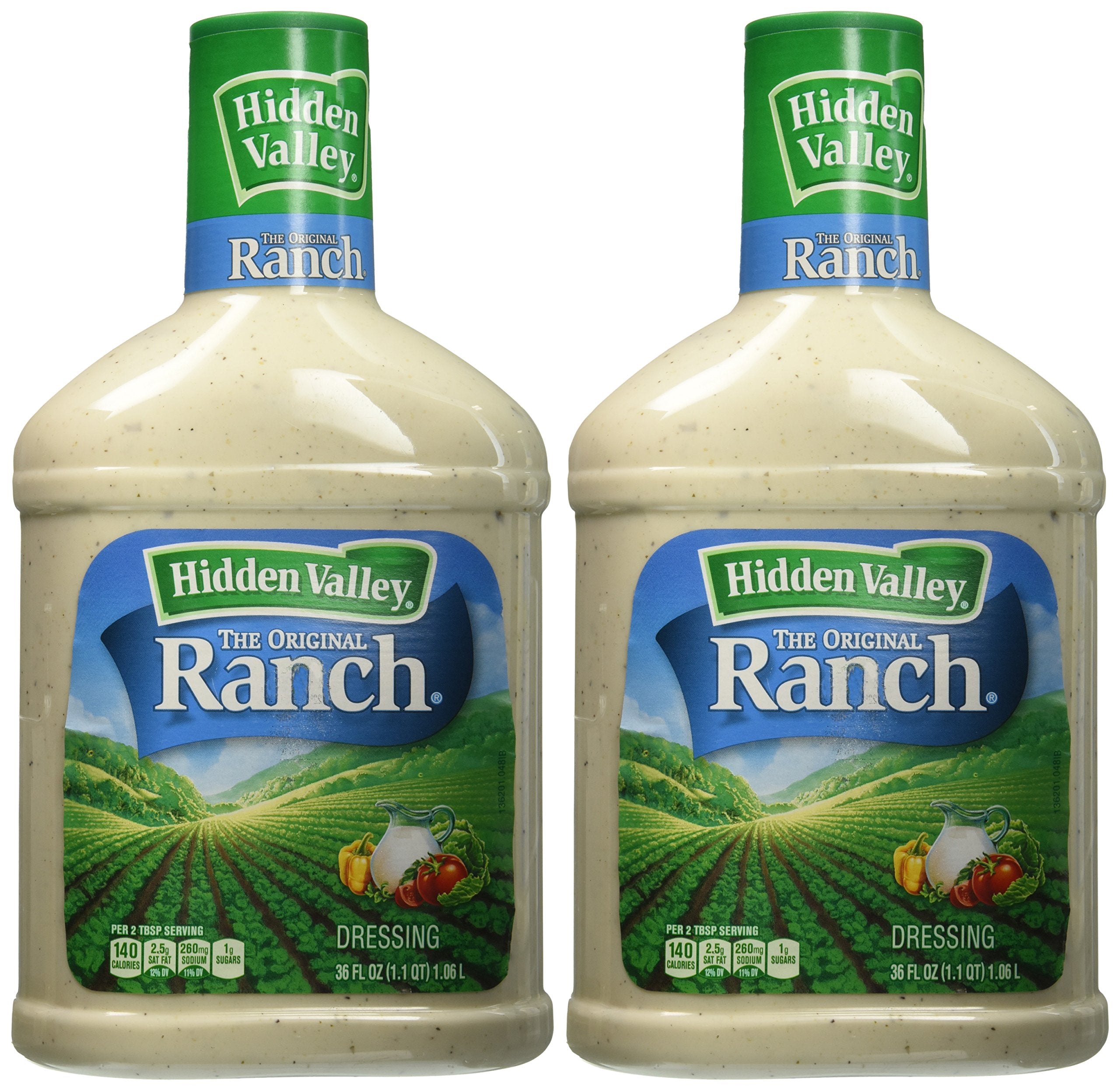 Hidden Valley 72 fl oz front label showing product name and serving suggestion for convenient bulk use