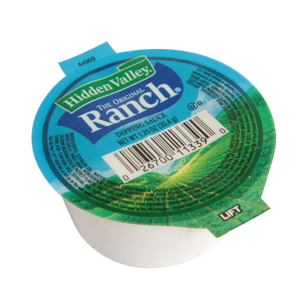 Hidden Valley single cup closeup highlighting sealed lid and convenience for fast service