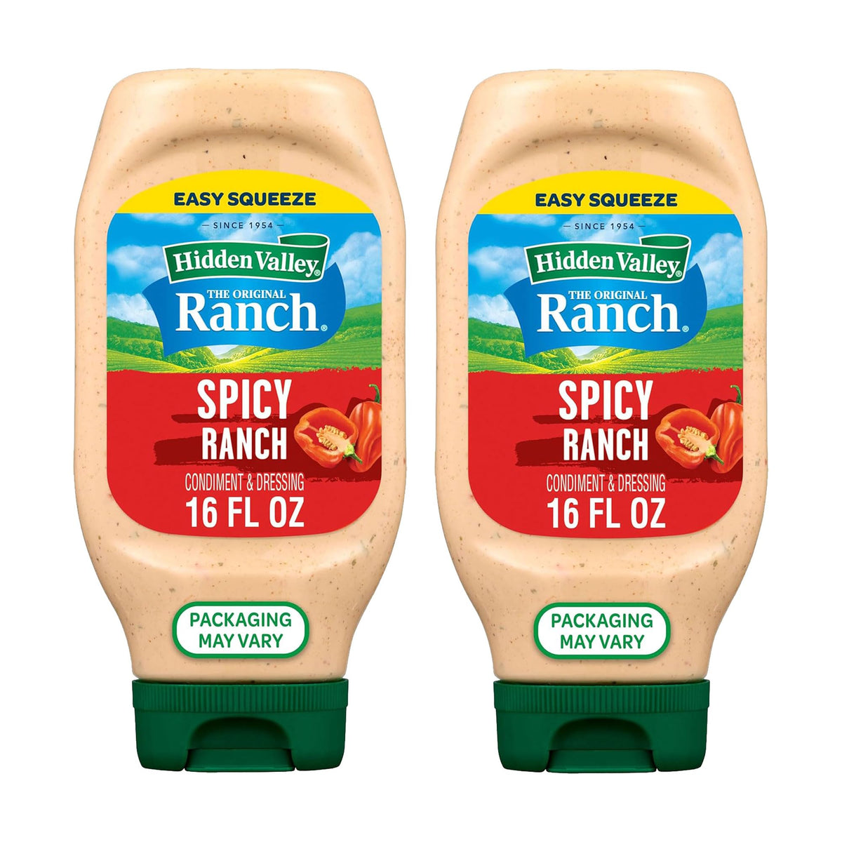 Hidden Valley front packaging showing two bottles and product name benefit convenience