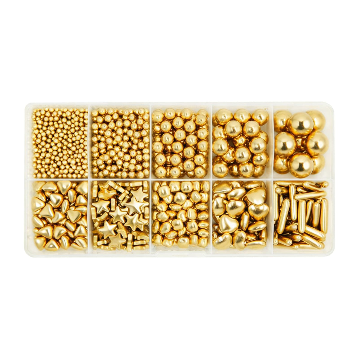 HIFUNBK front packaging showing gold edible pearl sprinkles for shiny decorations