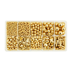 HIFUNBK front packaging showing gold edible pearl sprinkles for shiny decorations