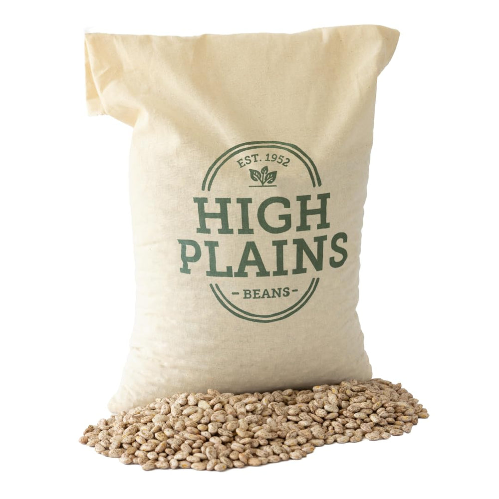 High Plains Beans front packaging showing 10 lb bag and clear label benefit