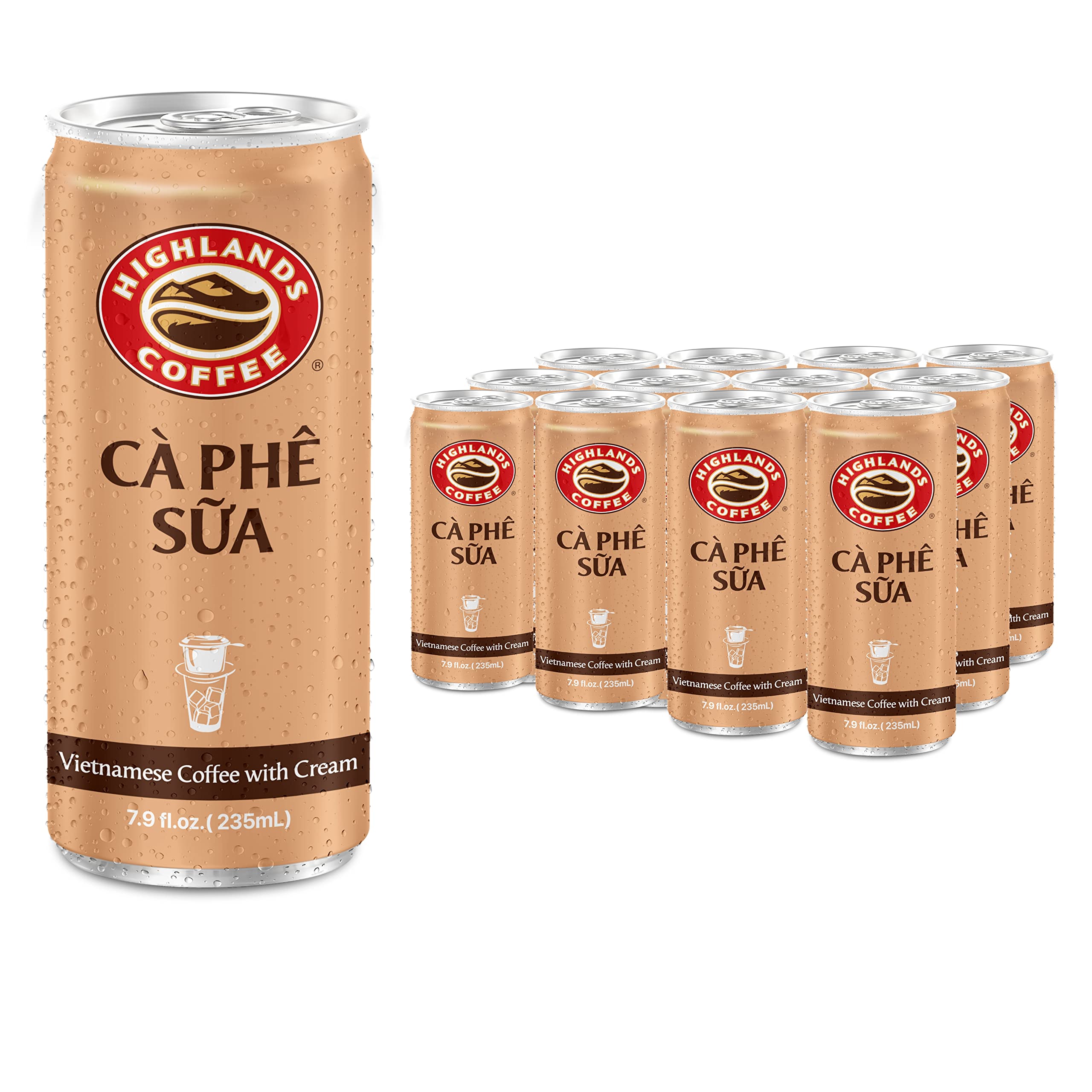 Highlands Coffee front packaging showing the 12-can bundle and brand convenience