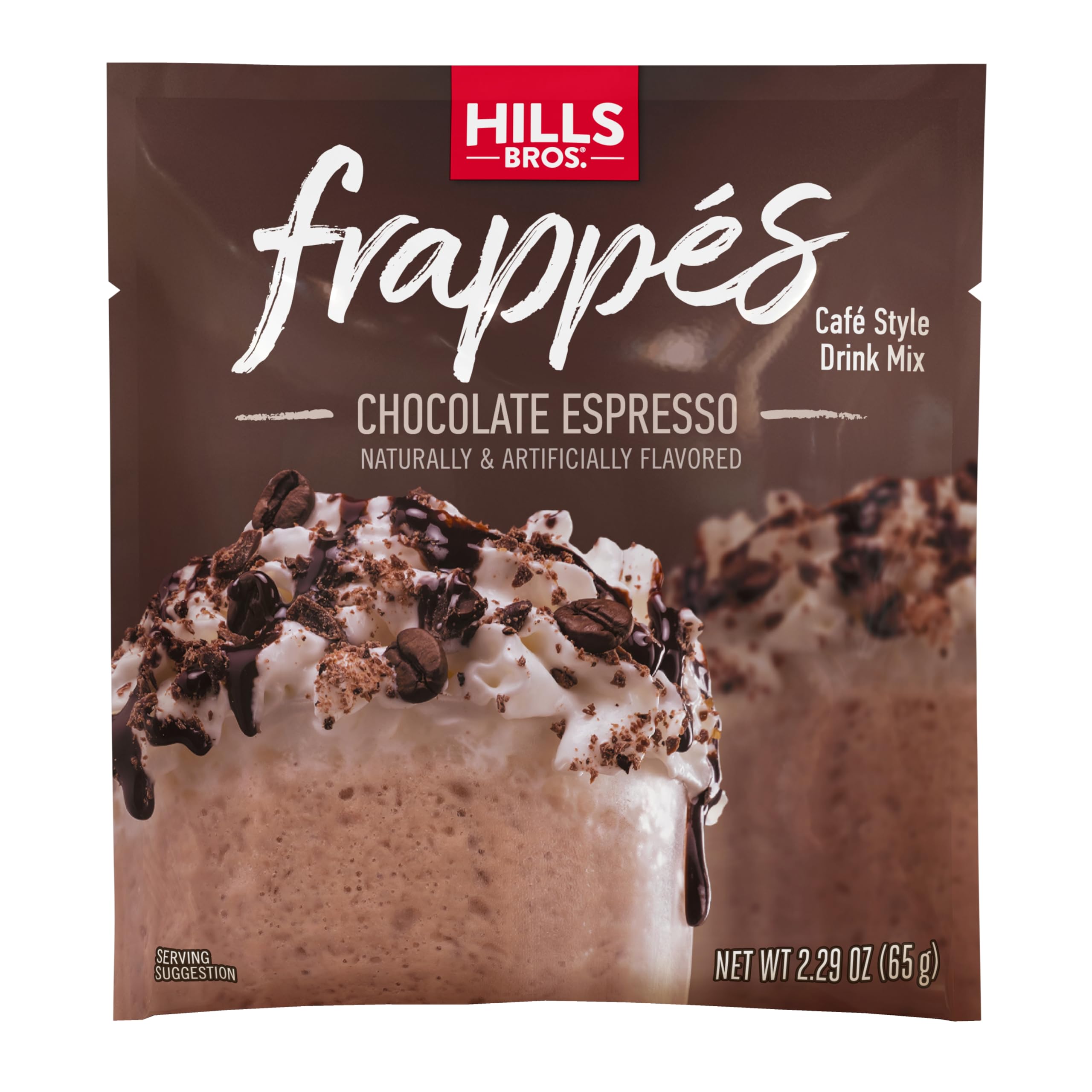 Hills Bros front packaging showing Chocolate Espresso sachet and brand