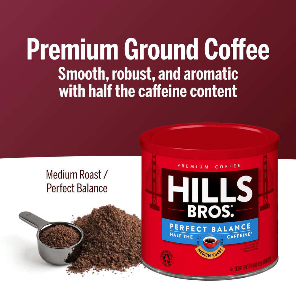 Hills Bros grounds poured into filter for fast brewing and convenience
