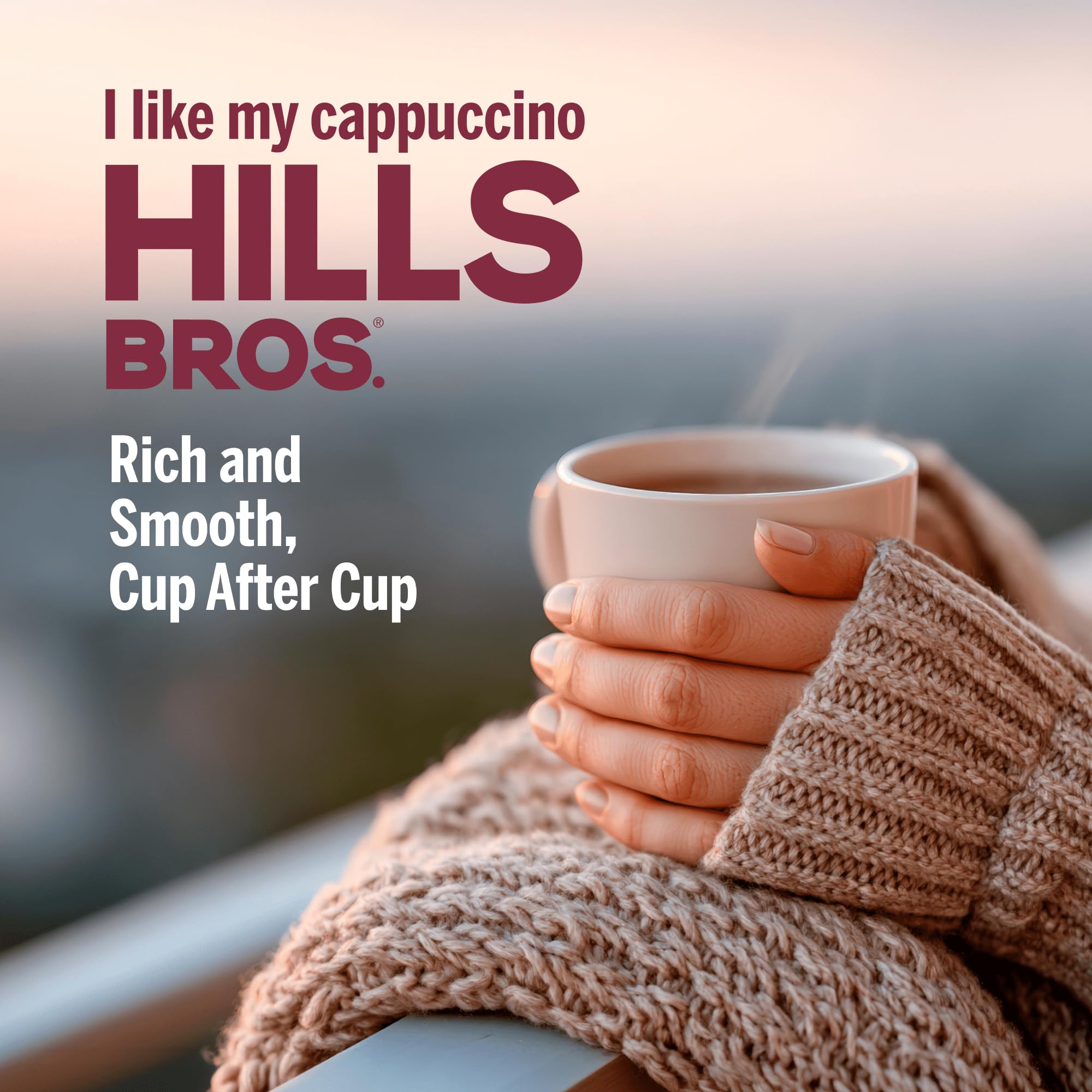Hills Bros label and nutrition details close-up showing ingredient clarity and convenience