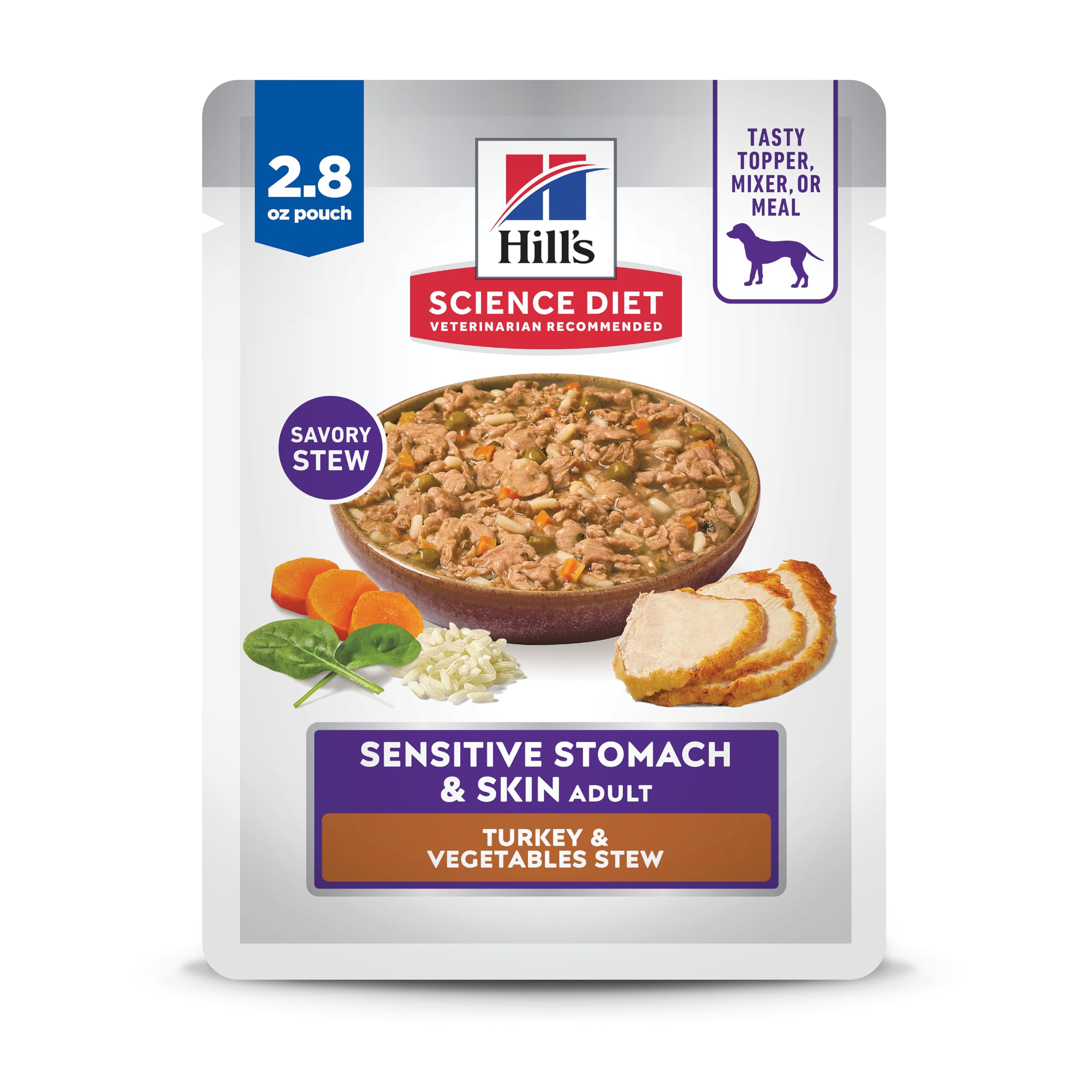 Hill's Science Diet front can showing turkey stew and benefits