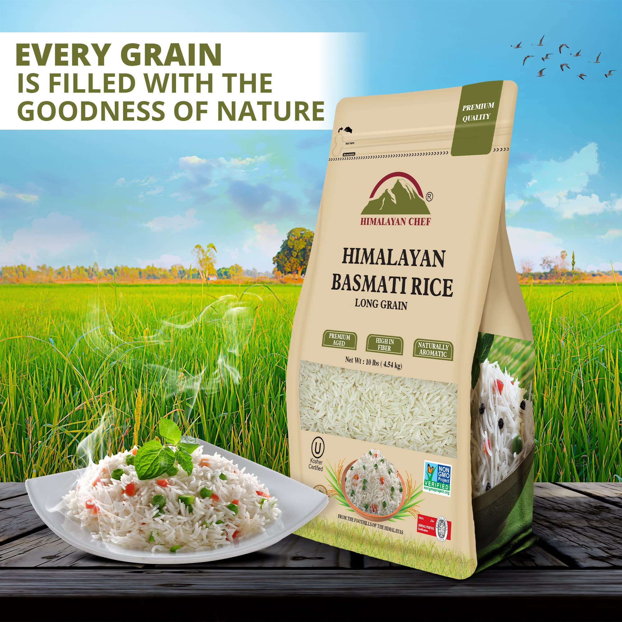 Himalayan Chef raw extra-long basmati grains close-up highlighting quality and elongation
