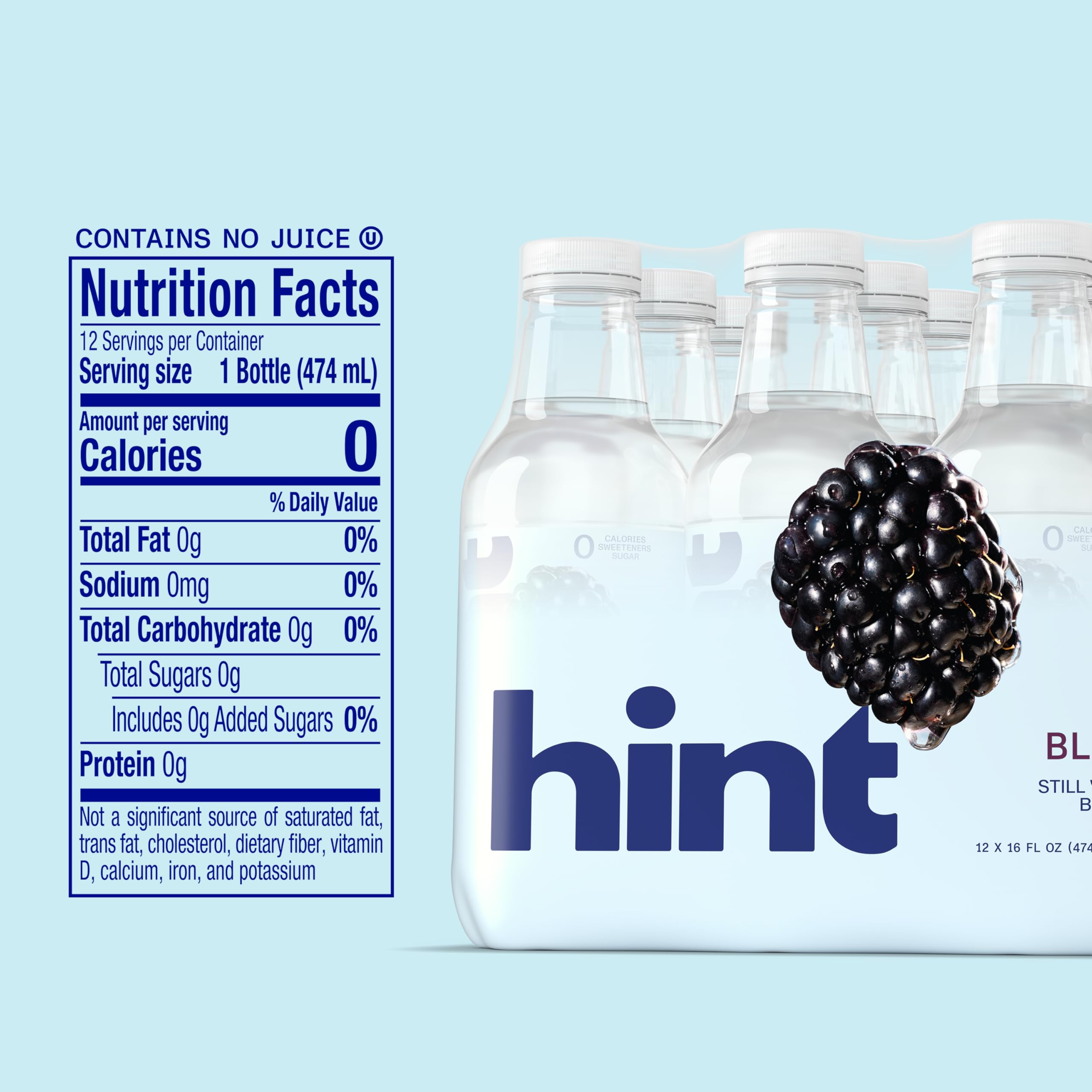 Hint blackberry bottle condensation detail emphasizing refreshing cold benefit