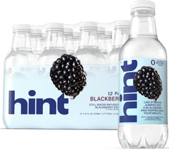 Hint blackberry front packaging showing 12 bottles and portable hydration benefit