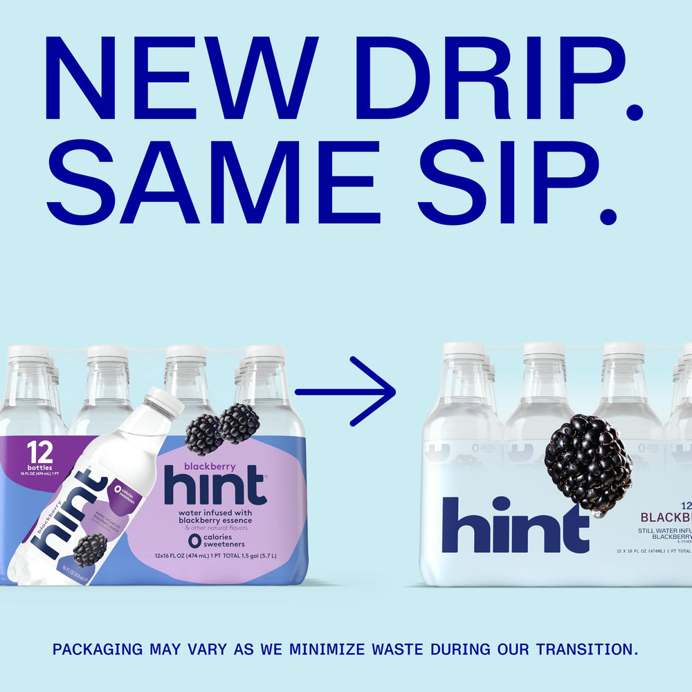 Hint blackberry nutrition label close-up showing zero sugar and ingredient transparency