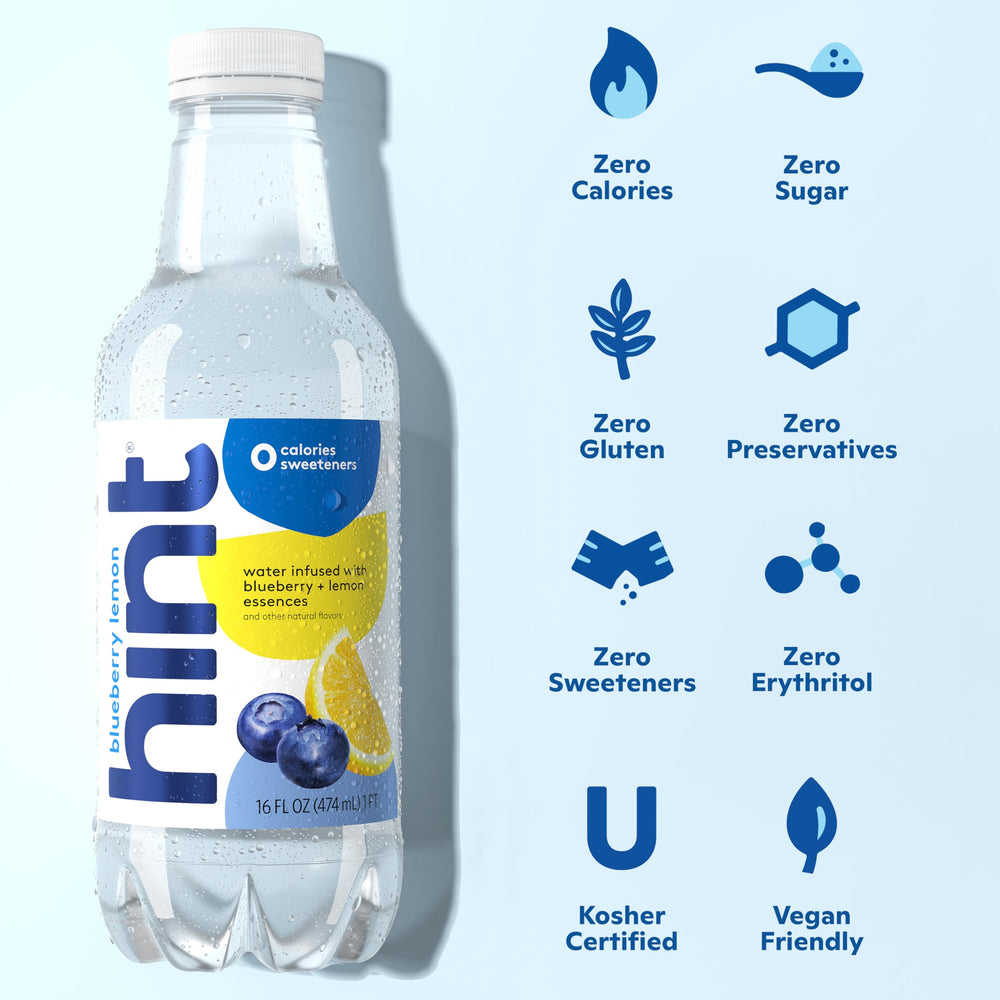 Hint bottle close-up of cap and label highlighting brand freshness