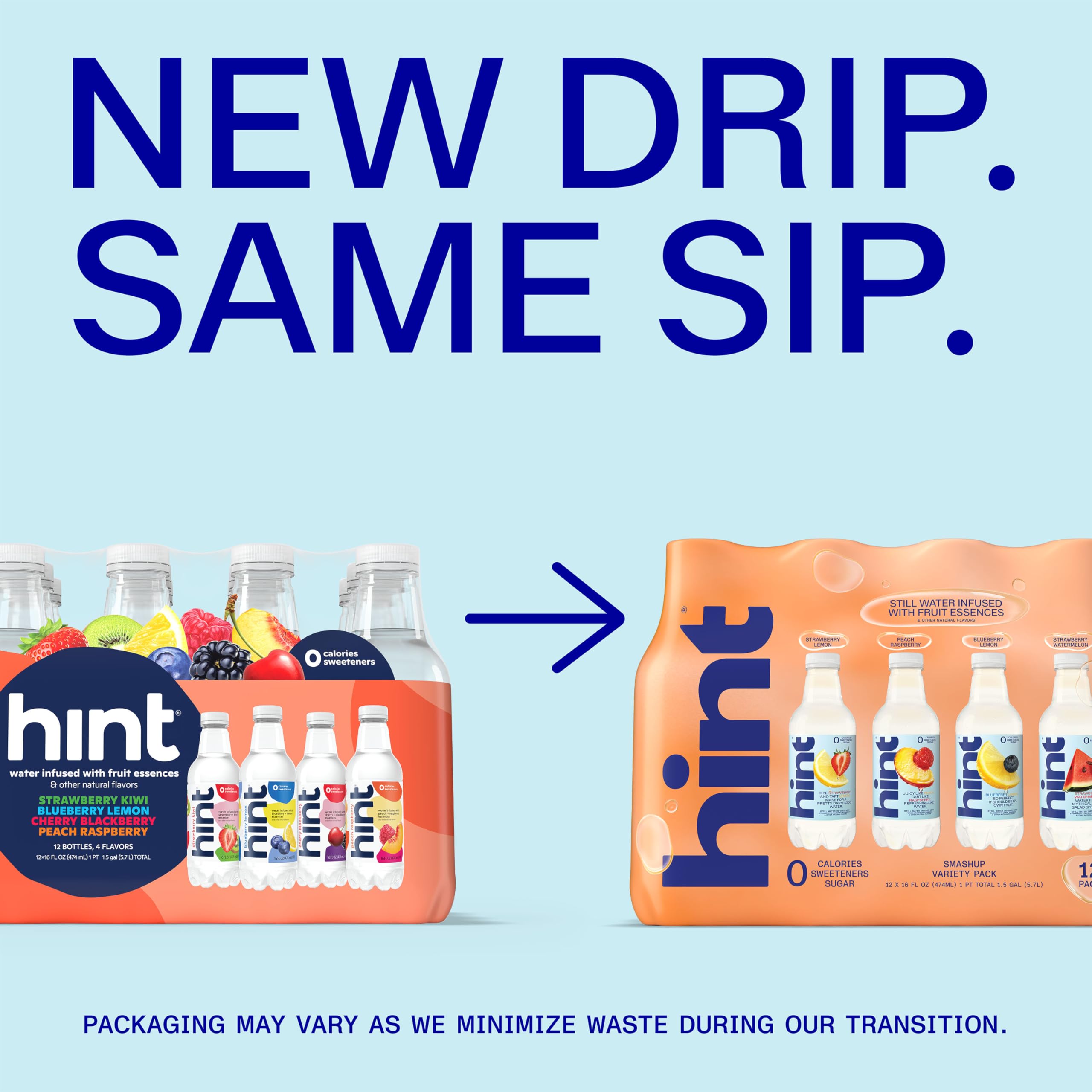 Hint bottle next to a phone for size comparison and grab-and-go convenience