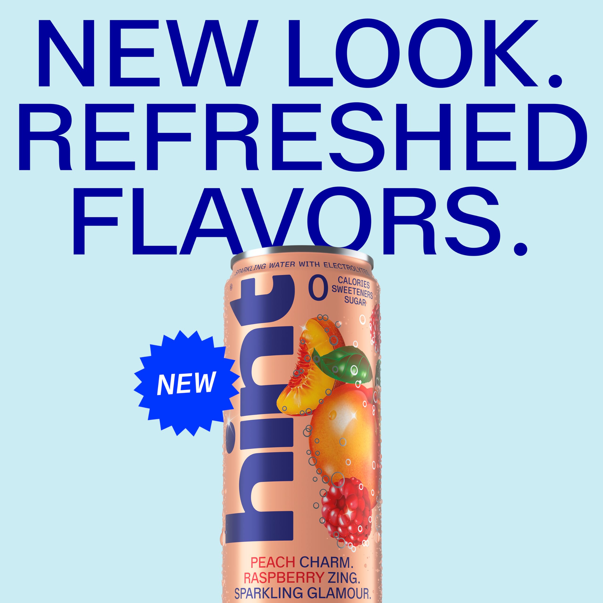 Hint close-up of can highlighting natural fruit essence and clear taste