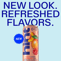 Hint close-up of can highlighting natural fruit essence and clear taste