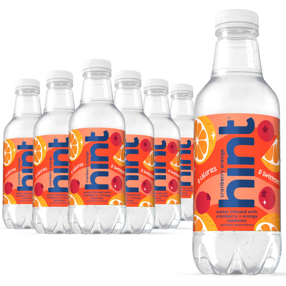 Hint cranberry orange front packaging showing clean flavored water benefits