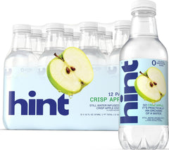 Hint bottle front packaging showing crisp apple flavor and zero calories benefit