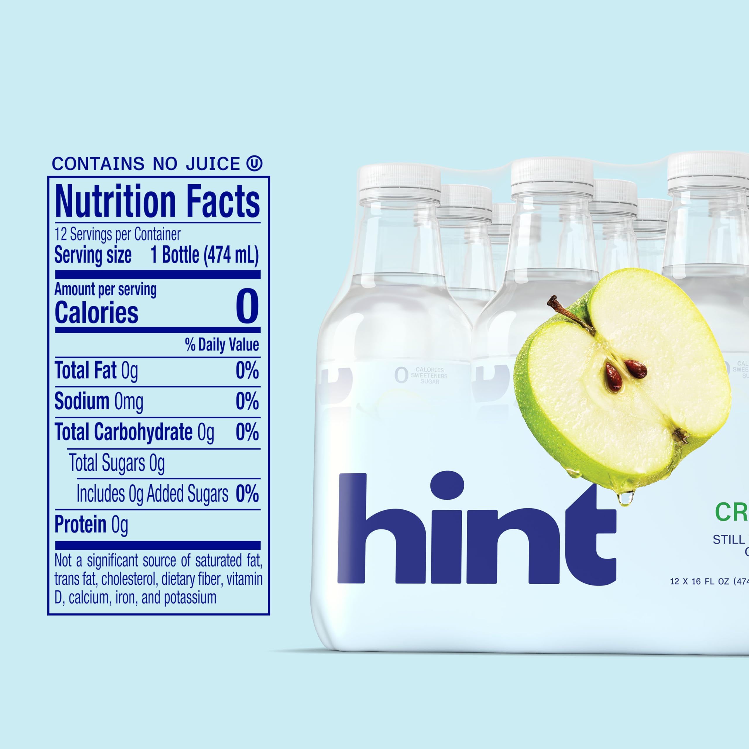 Hand holding a Hint bottle showing portable size and grab-and-go hydration benefit