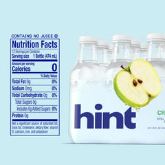 Hand holding a Hint bottle showing portable size and grab-and-go hydration benefit