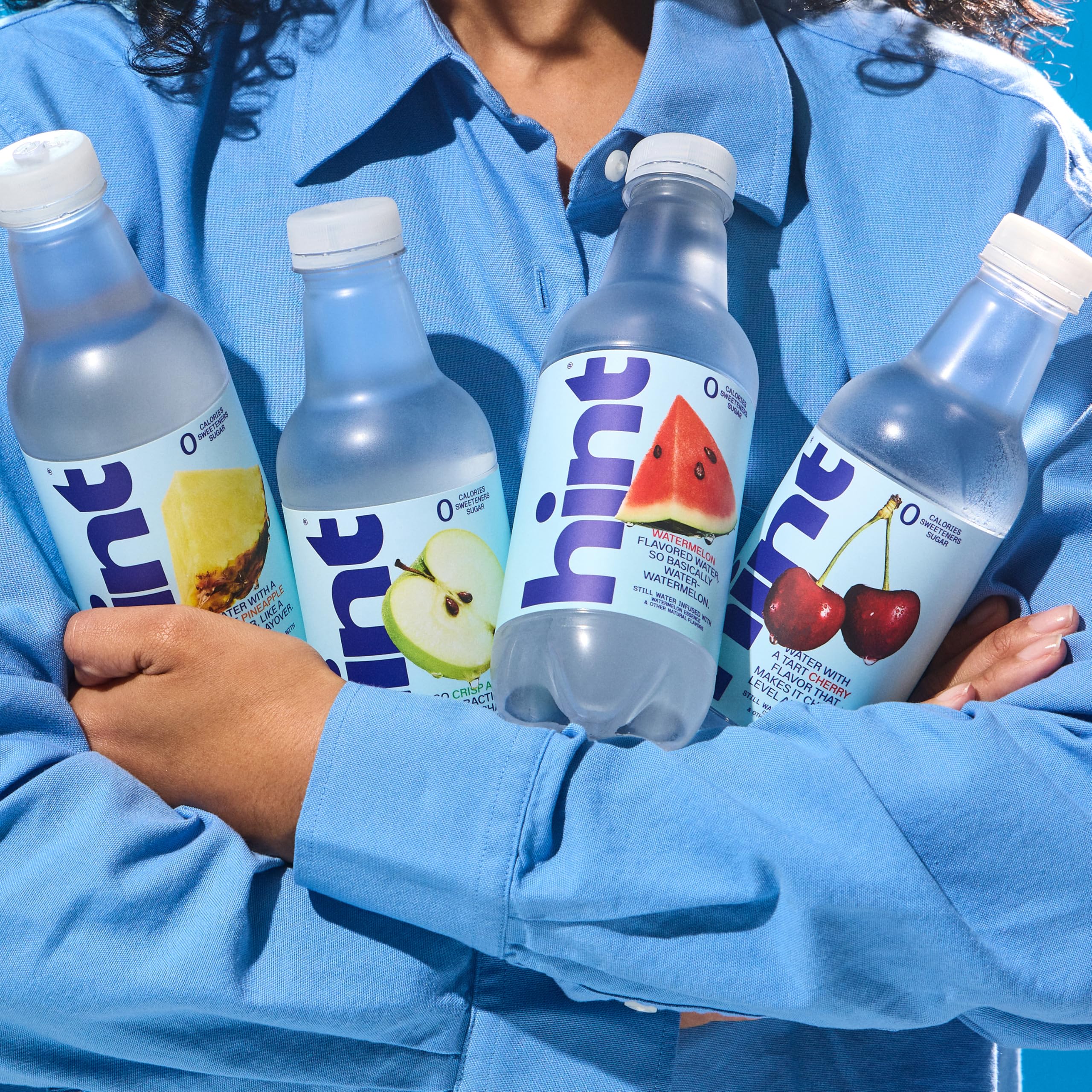 Hint bottles stocked in fridge conveying ready-to-drink convenience