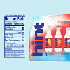 Hint nutrition label close-up showing zero sugar and ingredient clarity