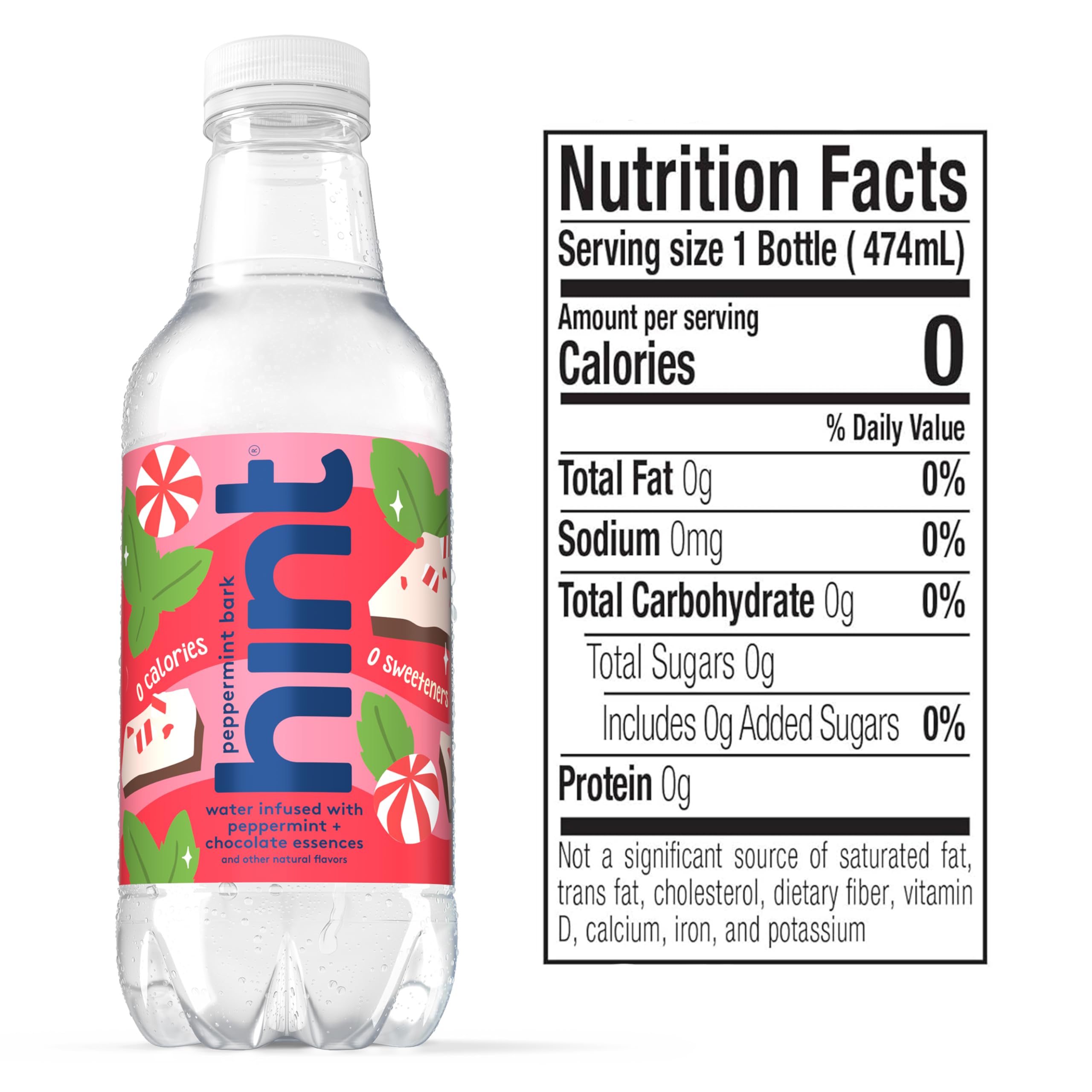 Hint bottle held in hand to show scale and convenient single-serve portability benefit