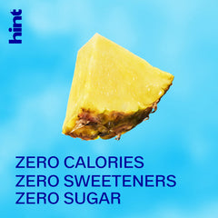 Hint pineapple label close-up highlighting natural fruit essence claim