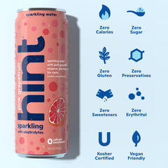 Hint pink grapefruit side label detail highlighting ingredients and electrolyte mention for clarity