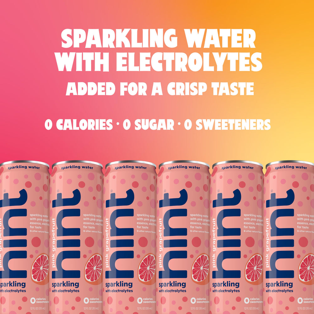 Hint pink grapefruit case of twelve stacked for storage and party-ready supply