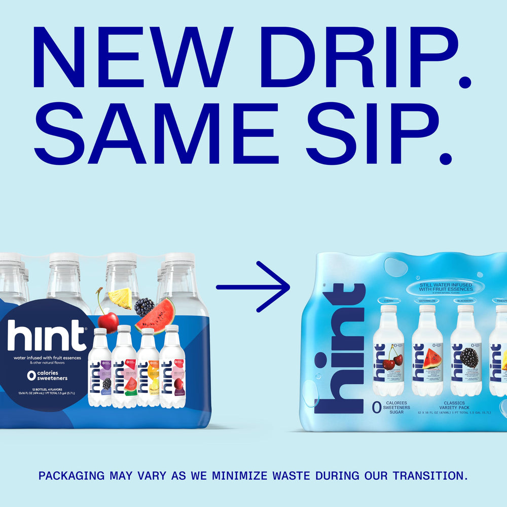 Hint single bottle angled label highlighting flavor clarity and purity