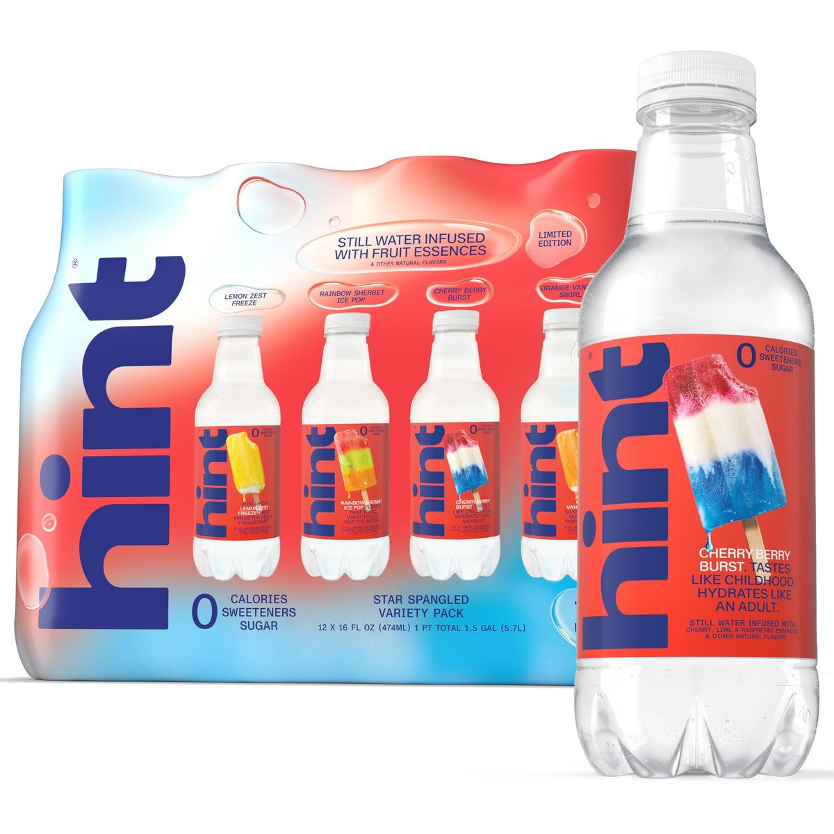 Hint star spangled 12-pack front view showing case design and variety
