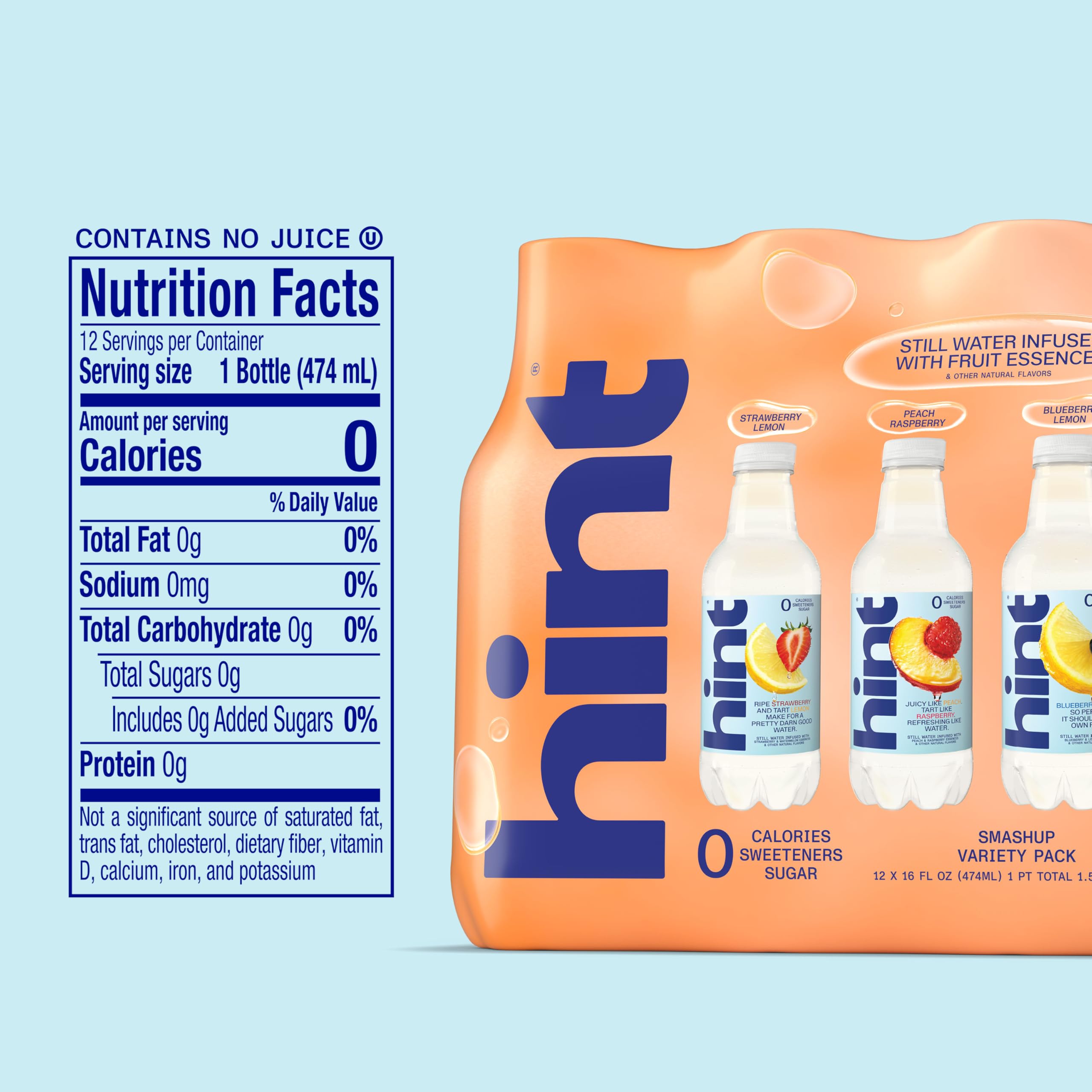 Person holding Hint bottle demonstrating on-the-go hydration with great taste