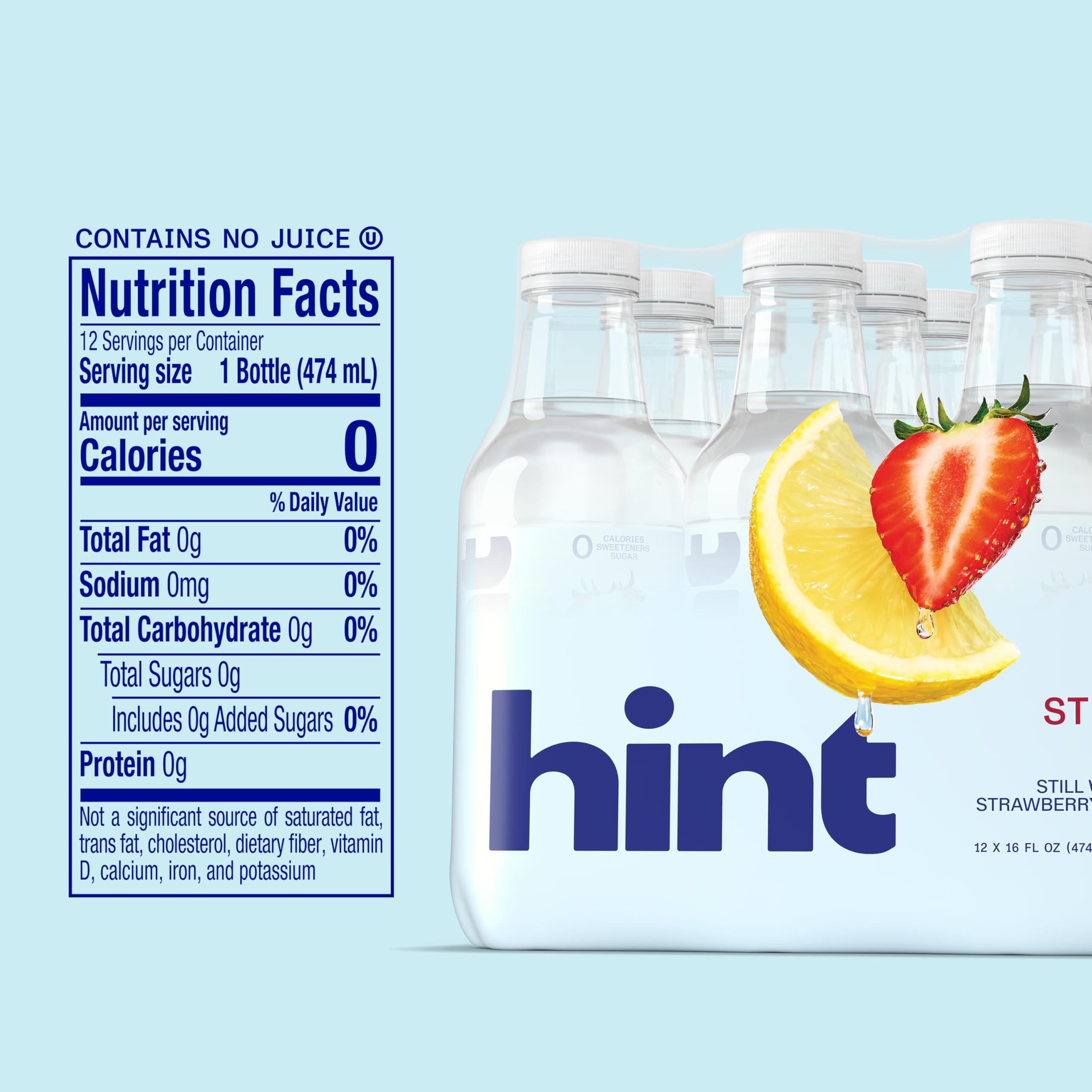 Hint bottle cap and label detail emphasizing convenient resealability