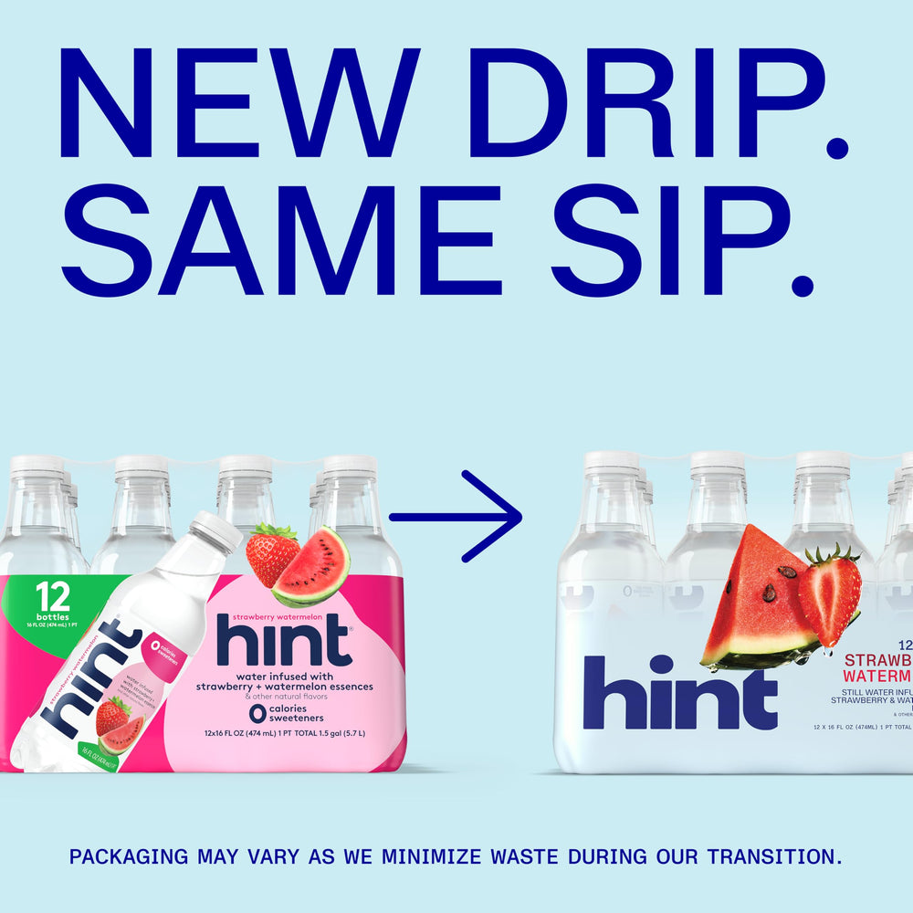Hint bottle close-up label highlighting ingredient simplicity and clear benefits