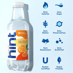 Close-up of Hint tangerine bottle cap and neck highlighting purity benefit