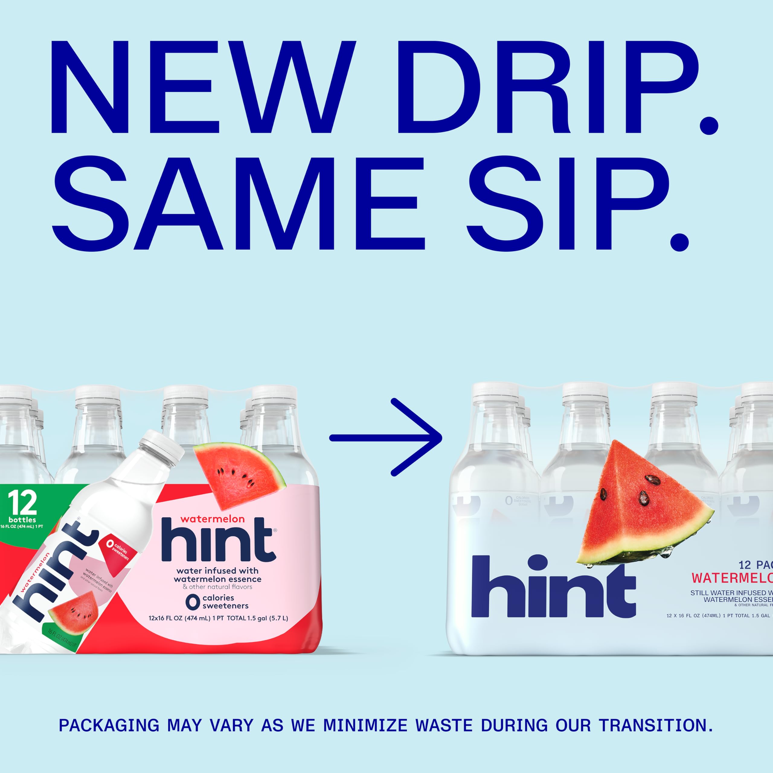 Hint bottle with water droplets emphasizing refreshing chilled benefit
