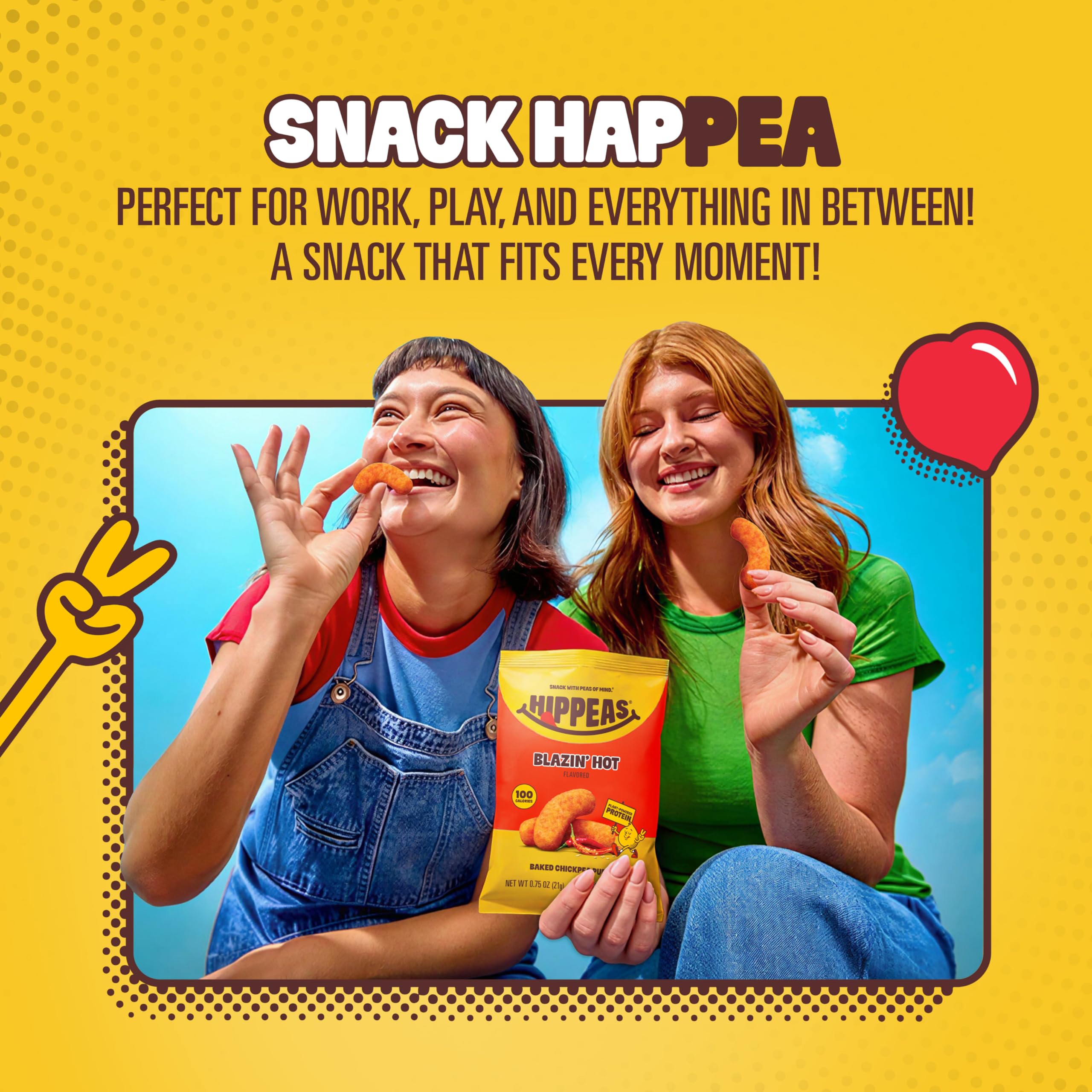 HIPPEAS individual 0.75 oz bags lined up for portion control and stocking