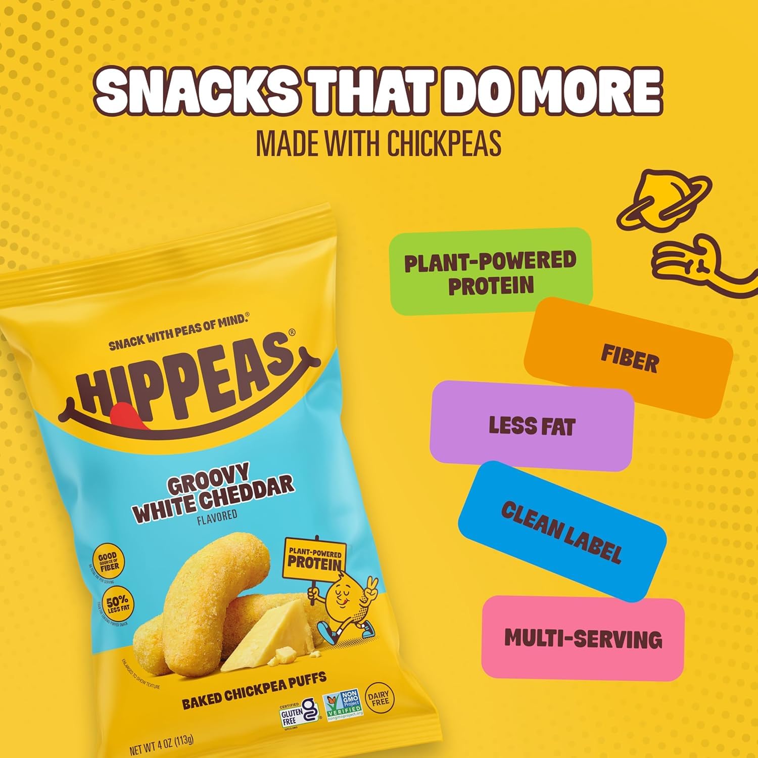 HIPPEAS close-up of chickpea puff texture highlighting crispy crunch