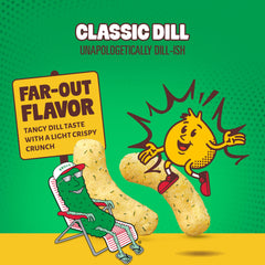 open HIPPEAS bag spilling Grillo's Dill Pickle puffs for easy grab-and-go snacking
