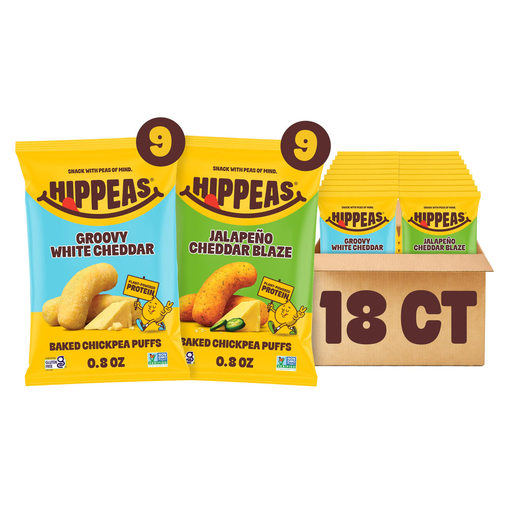 HIPPEAS variety pack front view showing both flavor bags and convenience