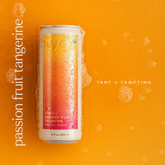 HIYO pouring Peach Mango seltzer into a glass with fizzy bubbles, refreshing and low-calorie