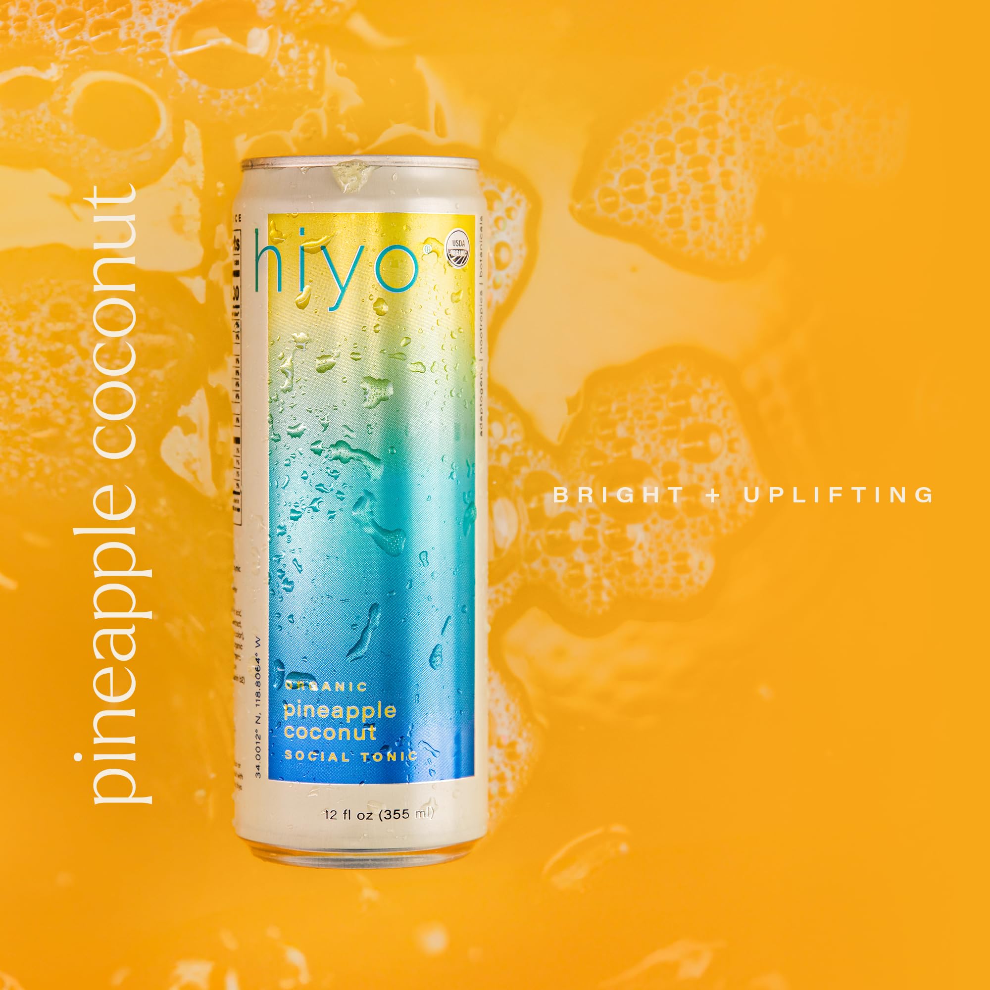 HIYO close-up carbonation bubbles highlighting refreshing texture benefit